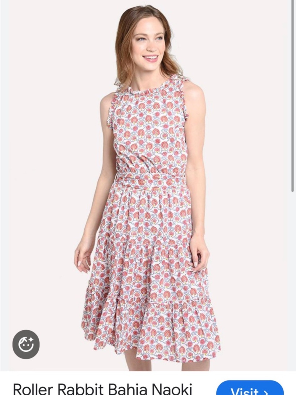Roller Rabbit Sleeveless Pink Floral Midi Dress